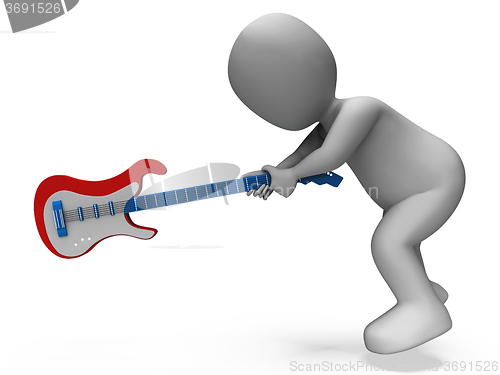 Image of Angry Aggressive Guitarist Smashing Guitar Shows Rocker Rock Mus