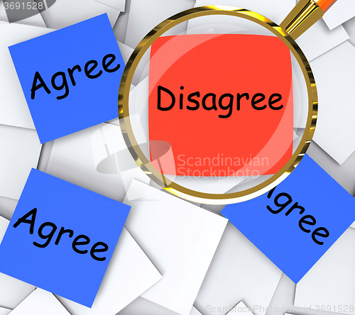 Image of Agree Disagree Post-It Papers Mean Agreeing Or Opposing