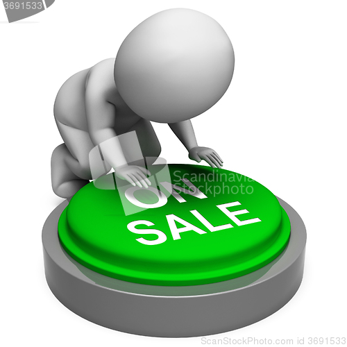 Image of On Sale Button Means Promotions Discounts And Specials