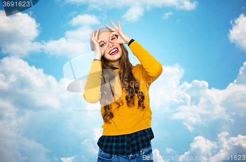 Image of happy young woman or teen girl having fun