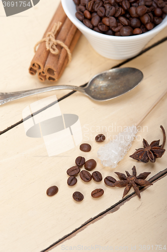 Image of espresso coffee with sugar and spice