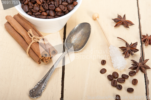 Image of espresso coffee with sugar and spice