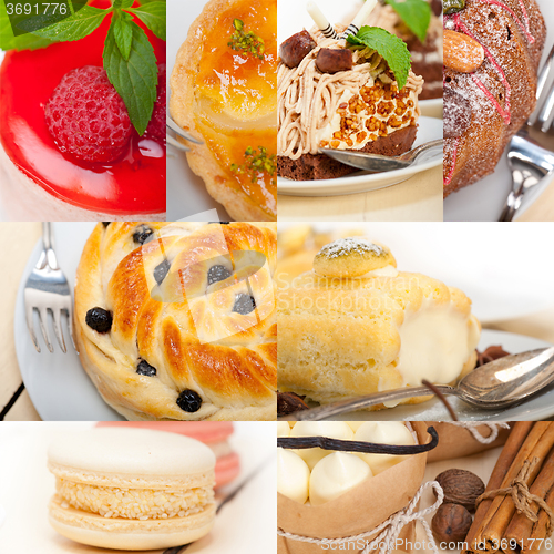 Image of fresh dessert cake collage 