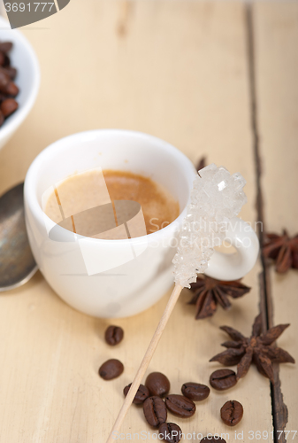 Image of espresso coffee with sugar and spice