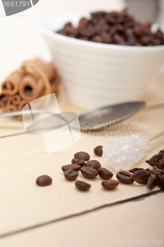 Image of espresso coffee with sugar and spice