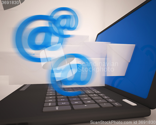 Image of Mail Signs Leaving Laptop Shows Electronic Mails