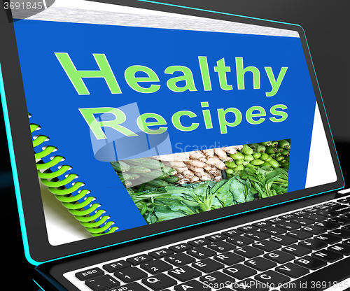 Image of Healthy Recipes On Laptop Shows Online Recipes