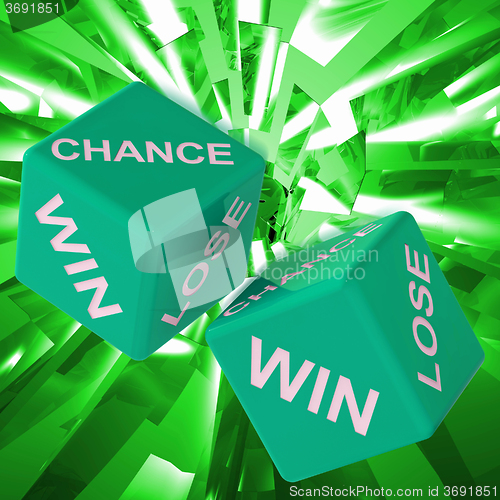 Image of Chance, Win, Lose Dice Background Showing Gamble Losers 