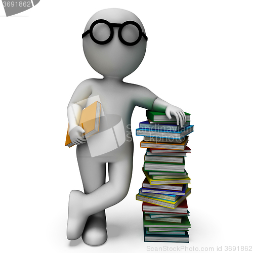 Image of Student And Books Shows Education