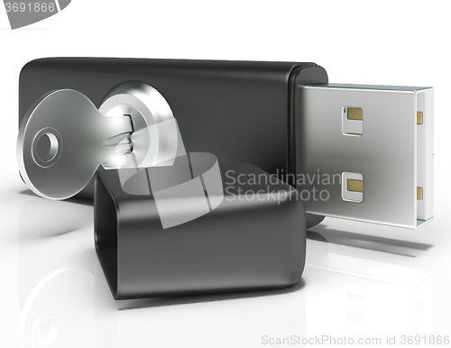 Image of Usb Flash And Key Shows Secure Portable Storage