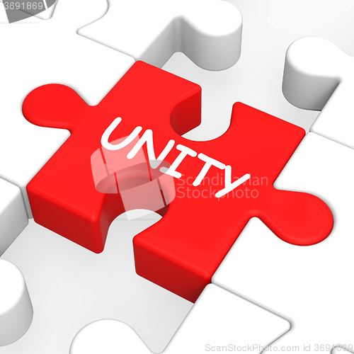 Image of Unity Puzzle Shows Team Teamwork Or Collaboration