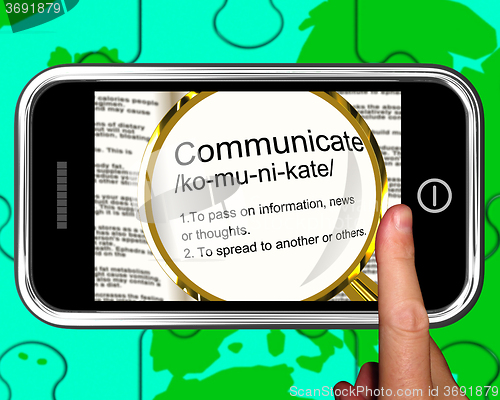 Image of Communicate Definition On Smartphone Showing Online Chatting