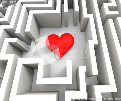 Image of Finding Love Or Girlfriend Shows Heart In Maze