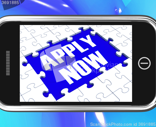 Image of Apply Now On Smartphone Showing Job Applications