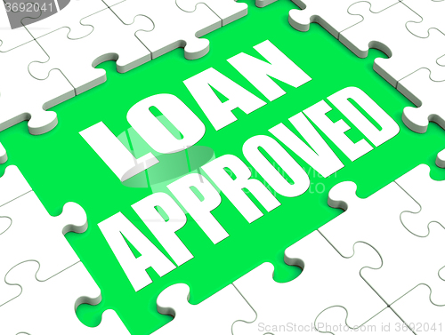 Image of Loan Approved Puzzle Shows Credit Lending Agreement Approval