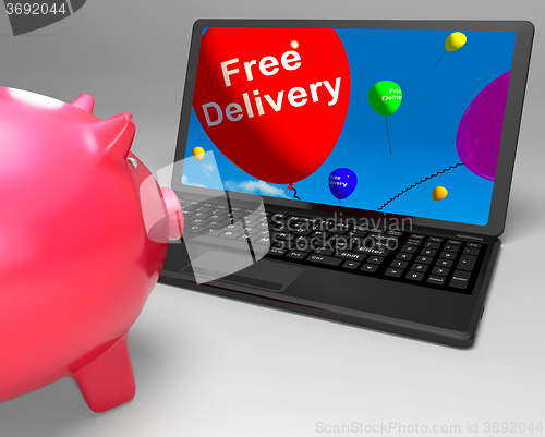 Image of Free Delivery On Laptop Showing Free Shipping