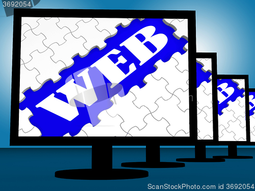 Image of Web On Monitors Shows Websites Internet Www Or Net