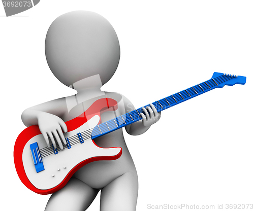 Image of Rock Guitarist Playing Shows Music Guitar And Rocker Character