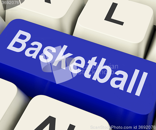 Image of Basketball Key Shows Basket Ball On Internet Or Web