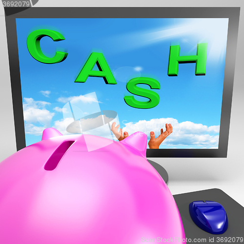 Image of Cash On Monitor Shows Savings