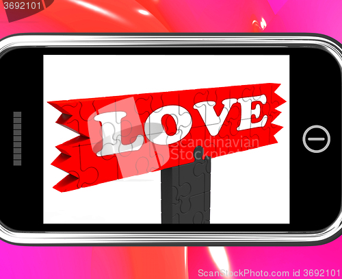 Image of Love On Smartphone Shows Romance