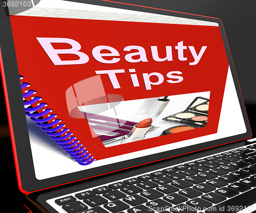 Image of Beauty Tips On Laptop Showing Makeup Hints