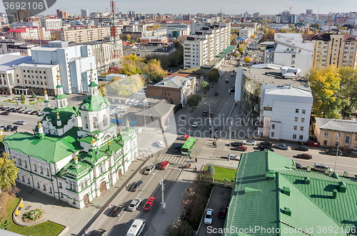 Image of Church of Saviour in Tyumen and urban scene,Russia