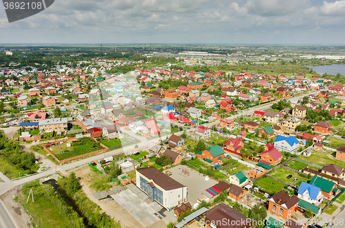 Image of Aerial view of houses on housing estates. Tyumen