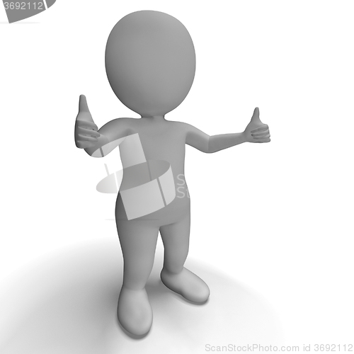 Image of Thumbs Up 3d Character Shows Success And Approval