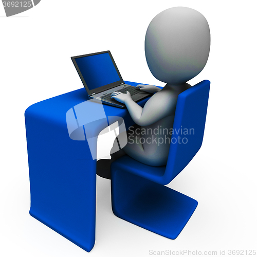 Image of Office Worker And Computer Shows Typing