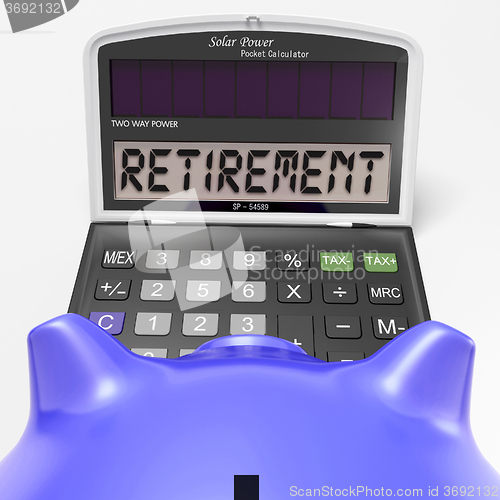 Image of Retirement On Calculator Shows Elderly Work Retired