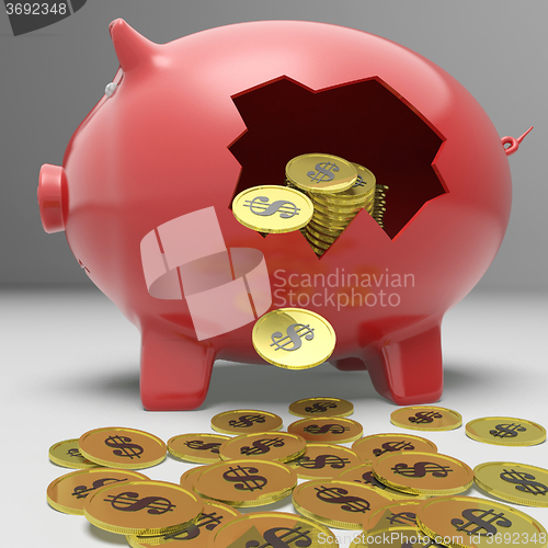 Image of Broken Piggybank Shows Financial Deposit