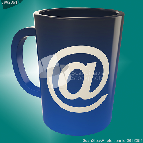 Image of E-mail Coffee Cup Shows Internet Caf? Shop