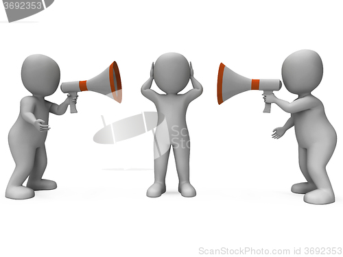 Image of Loud Hailer Characters Show Megaphone Attention Explaining And B
