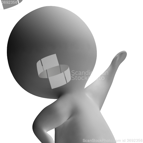 Image of Pointing Up 3d Character Has His Hand Raised