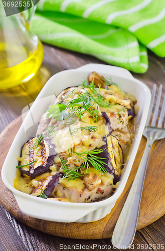 Image of eggplants with meat and cheese