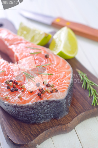 Image of raw salmon steak