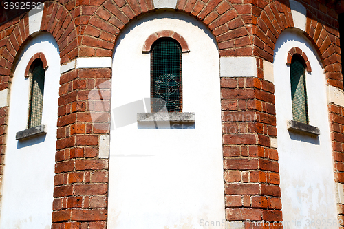 Image of antique contruction in   window the wall