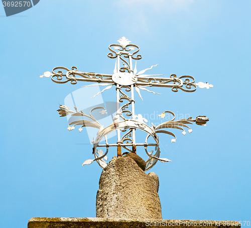 Image of abstract cross in italy europe and the sky background