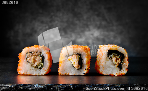 Image of Tasty rolls on black