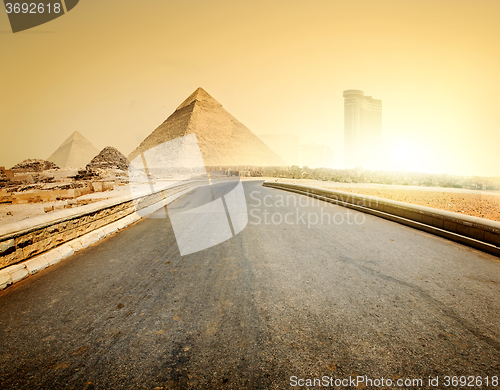 Image of Road and pyramids