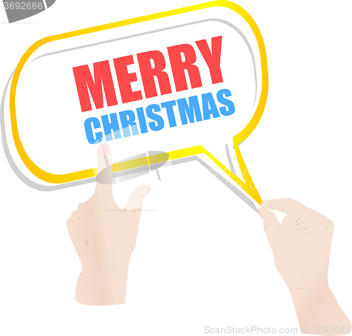 Image of Hand drawn speech bubbles on Merry Christmas background. Vector illustration