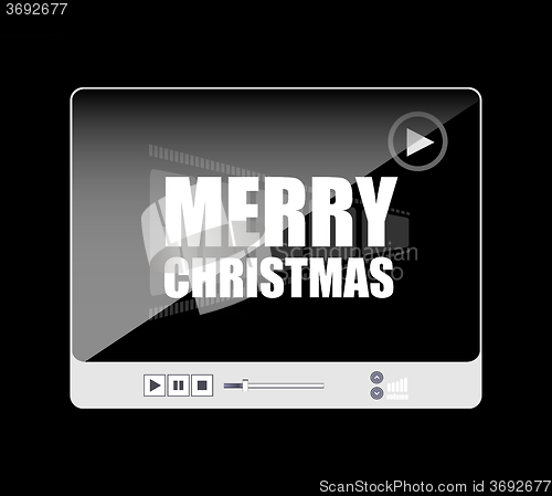 Image of Flat design vector button. merry christmas words on media player