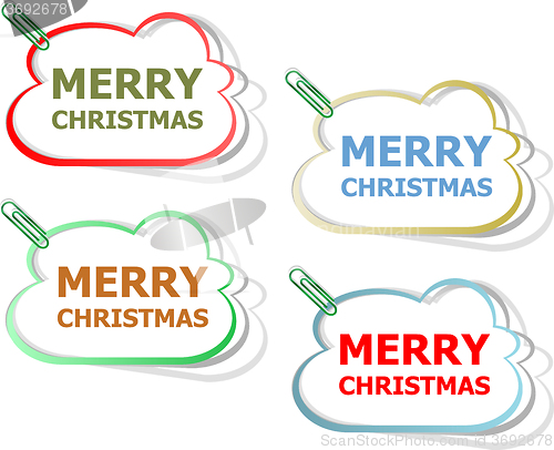 Image of Merry christmas stickers. creative concept vector background for Web and Mobile Applications, Happy New Year. Illustration template design, holiday infographic, page, banner. 