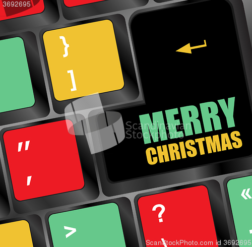 Image of Computer Keyboard with Merry Christmas Key vector illustration