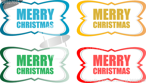Image of Vector Merry Christmas stickers set isolated on white
