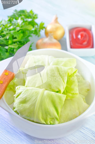 Image of cabbage leaf with meat
