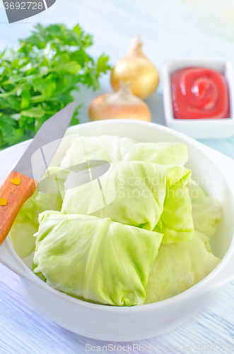 Image of cabbage leaf with meat