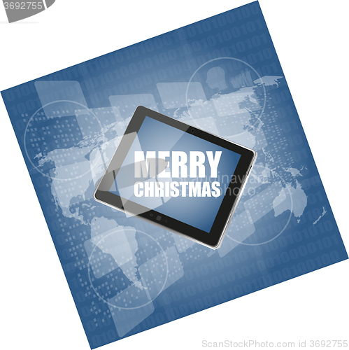 Image of vector mobile phone tablet pc with Merry Christmas design