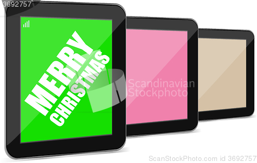 Image of Smart phone with Merry Christmas greetings on the screen, Vector holiday card